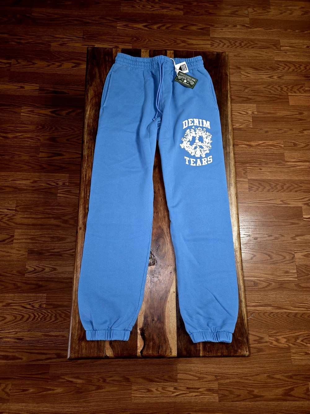 Denim Tears Men's University Blue Logo Sweatpants. Size Large